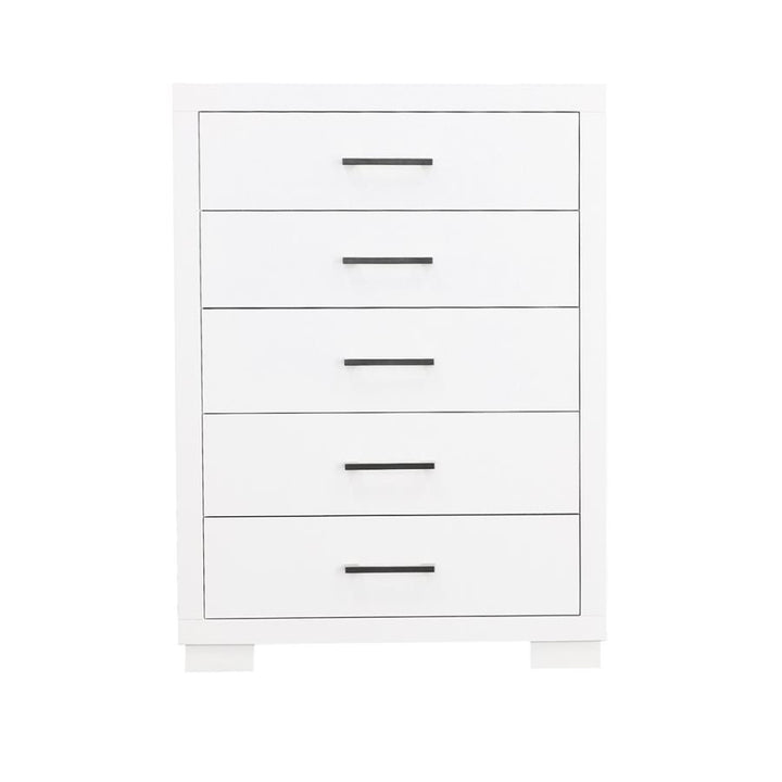 Jessica - 5 - Drawer Bedroom Chest - Cream White Accent Chest modern furniture Contempo Furniture