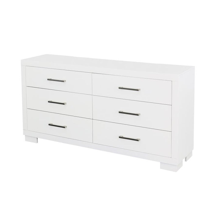 Jessica - 6 - Drawer Dresser - Cream White Dressers modern furniture Contempo Furniture