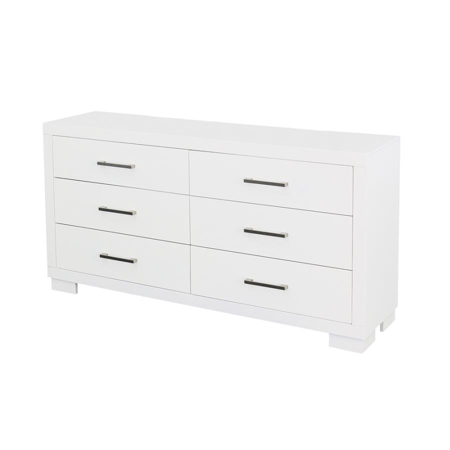 Jessica - 6 - Drawer Dresser - Cream White Dressers modern furniture Contempo Furniture