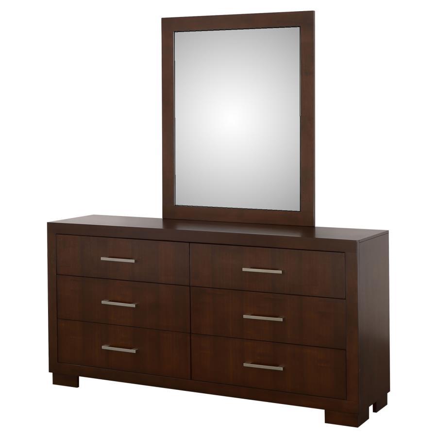 Jessica - 6 - Drawer Dresser With Mirror - Cappuccino Dresser & Mirror modern furniture Contempo Furniture