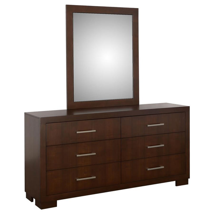 Jessica - 6 - Drawer Dresser With Mirror - Cappuccino Dresser &amp; Mirror modern furniture Contempo Furniture