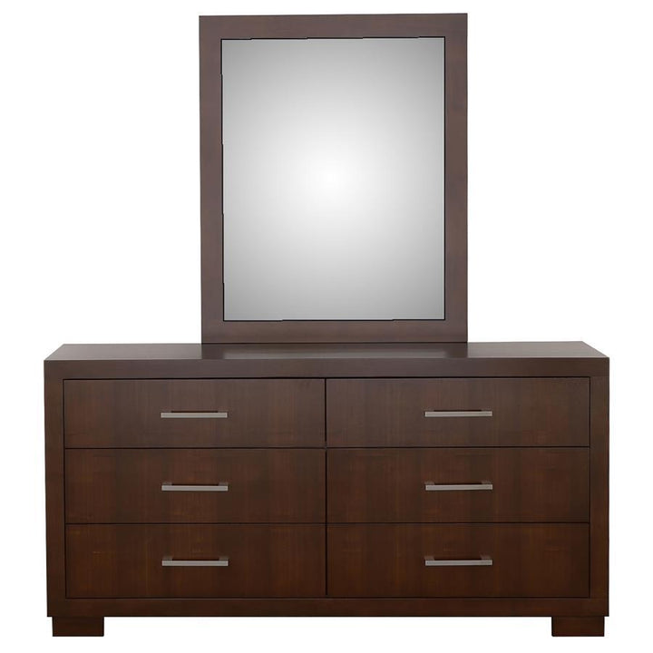 Jessica - 6 - Drawer Dresser With Mirror - Cappuccino Dresser &amp; Mirror modern furniture Contempo Furniture