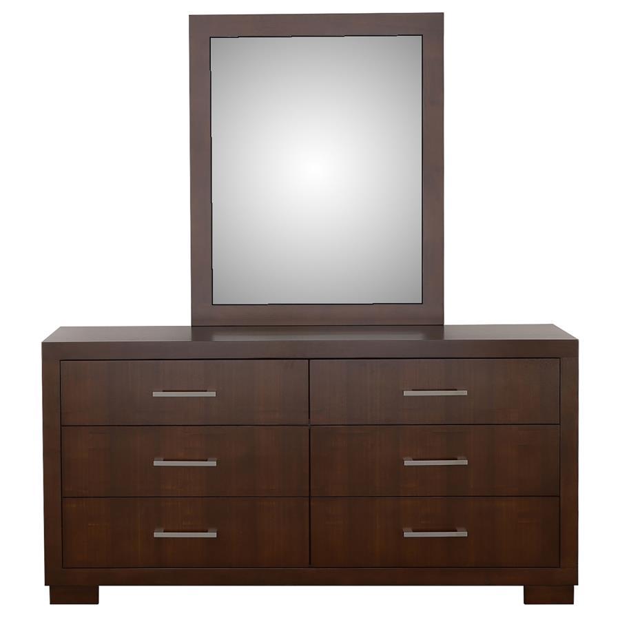 Jessica - 6 - Drawer Dresser With Mirror - Cappuccino Dresser & Mirror modern furniture Contempo Furniture