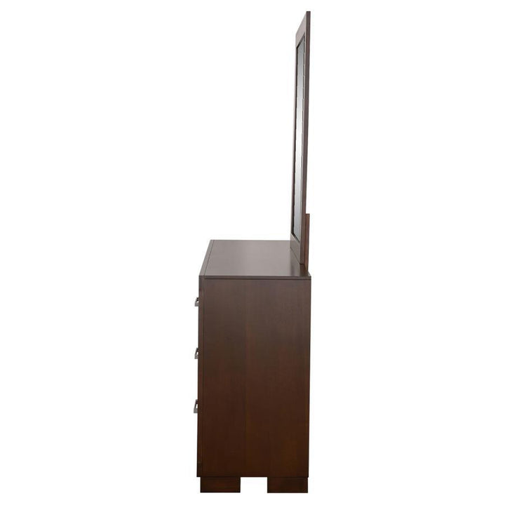 Jessica - 6 - Drawer Dresser With Mirror - Cappuccino Dresser &amp; Mirror modern furniture Contempo Furniture