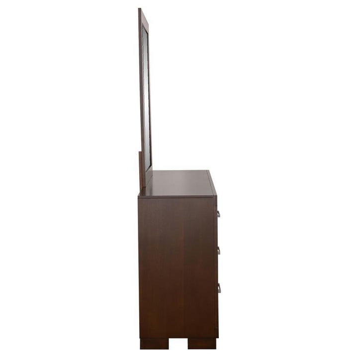 Jessica - 6 - Drawer Dresser With Mirror - Cappuccino Dresser &amp; Mirror modern furniture Contempo Furniture