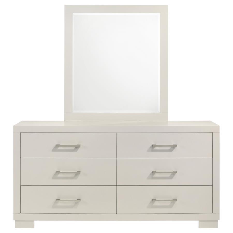 Jessica - 6 - Drawer Dresser With Mirror - Cream White Dresser & Mirror modern furniture Contempo Furniture