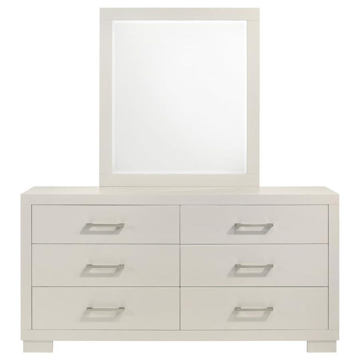 Jessica - 6 - Drawer Dresser With Mirror - Cream White Dresser &amp; Mirror modern furniture Contempo Furniture