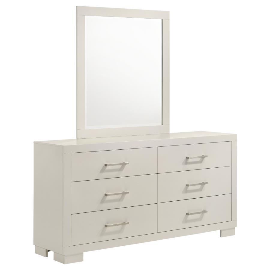 Jessica - 6 - Drawer Dresser With Mirror - Cream White Dresser & Mirror modern furniture Contempo Furniture