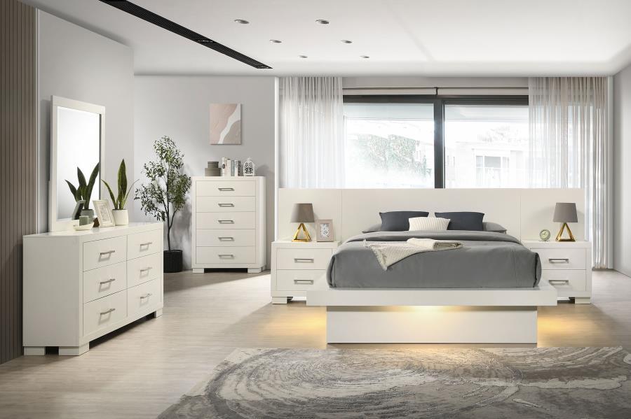 Jessica - 6 - Drawer Dresser With Mirror - Cream White Dresser & Mirror modern furniture Contempo Furniture