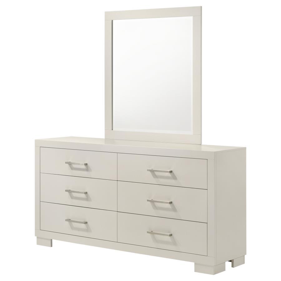 Jessica - 6 - Drawer Dresser With Mirror - Cream White Dresser & Mirror modern furniture Contempo Furniture