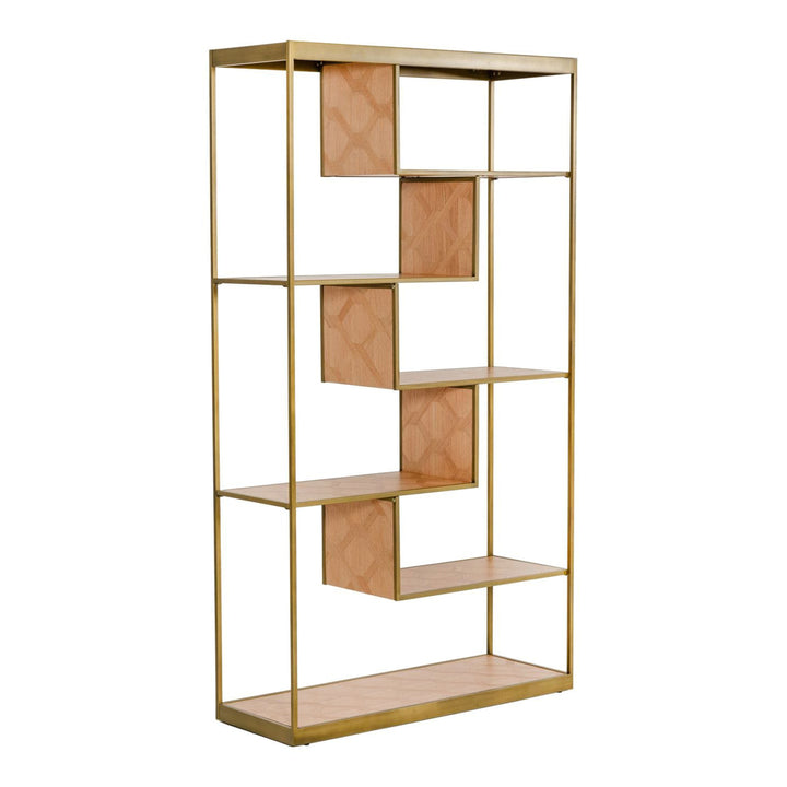Jessica - Modern Oak &amp; Brass Bookshelf