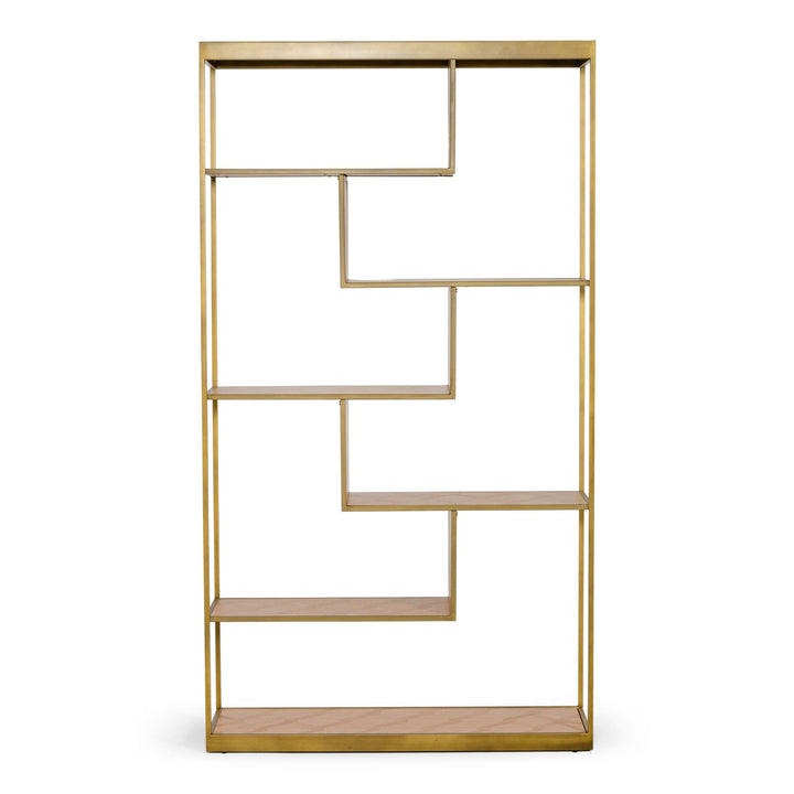 Jessica - Modern Oak &amp; Brass Bookshelf