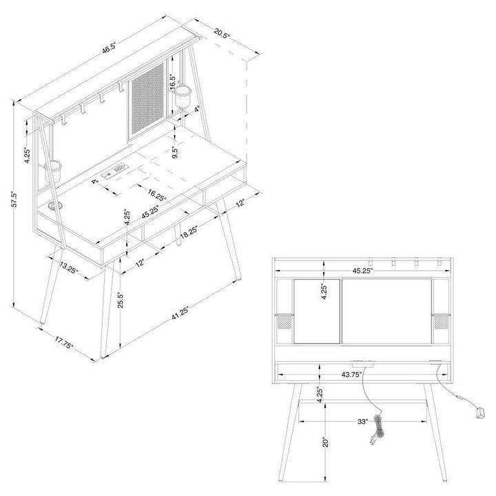 Jessie - Writing Desk With Whiteboard And USB - Black Writing Desk modern furniture Contempo Furniture