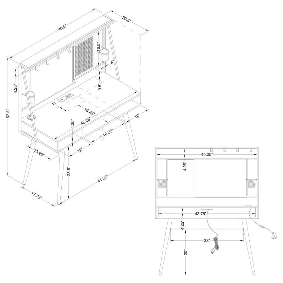 Jessie - Writing Desk With Whiteboard And USB - Black Writing Desk modern furniture Contempo Furniture