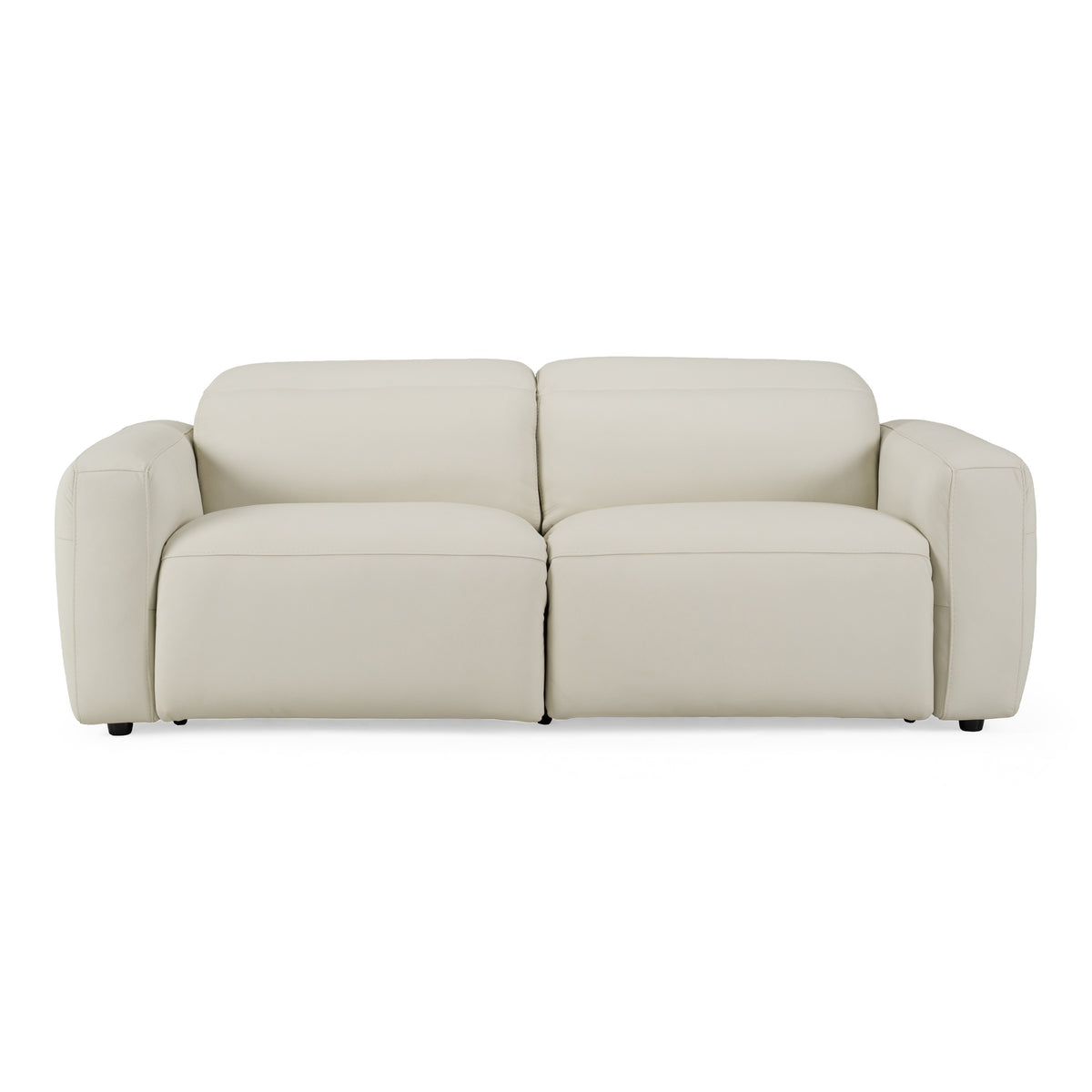 Jessop - Modern Off-White Leather Sofa 2 Recliners