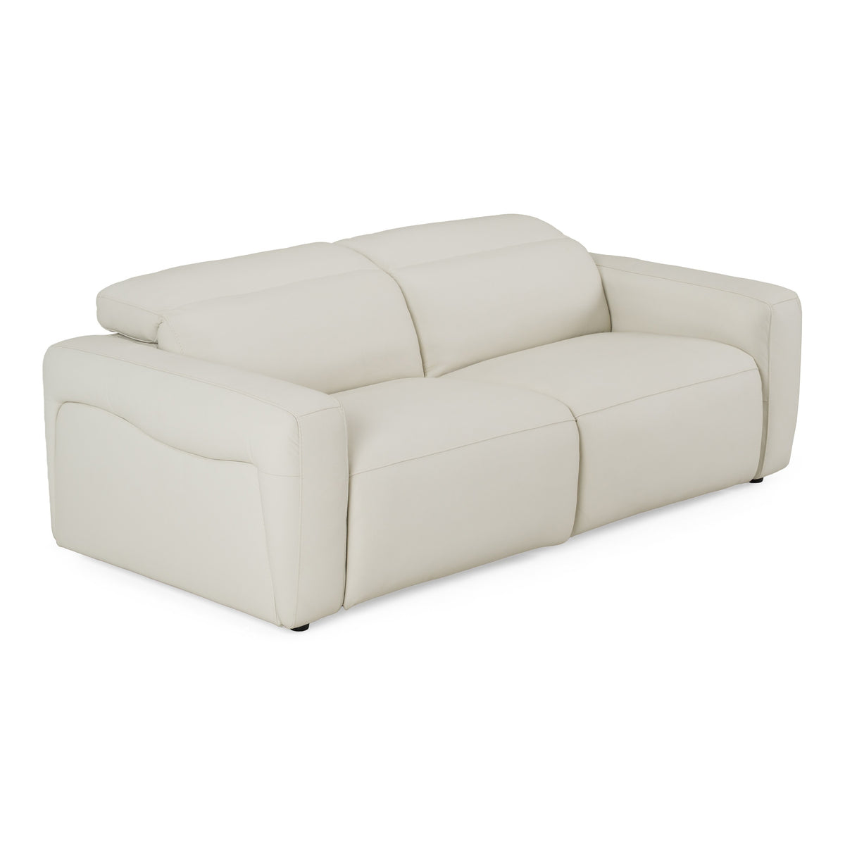Jessop - Modern Off-White Leather Sofa 2 Recliners