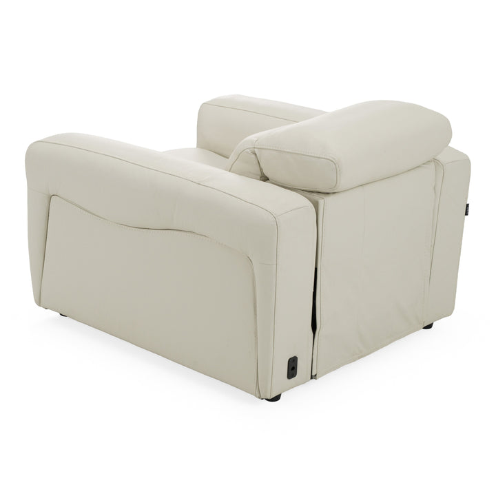 Jessop - Modern Off-White Leather Recliner Chair