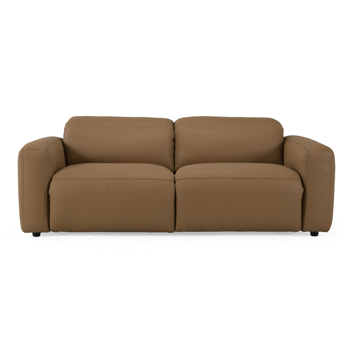 Jessop - Modern Brown Leather Sofa 2 Recliners