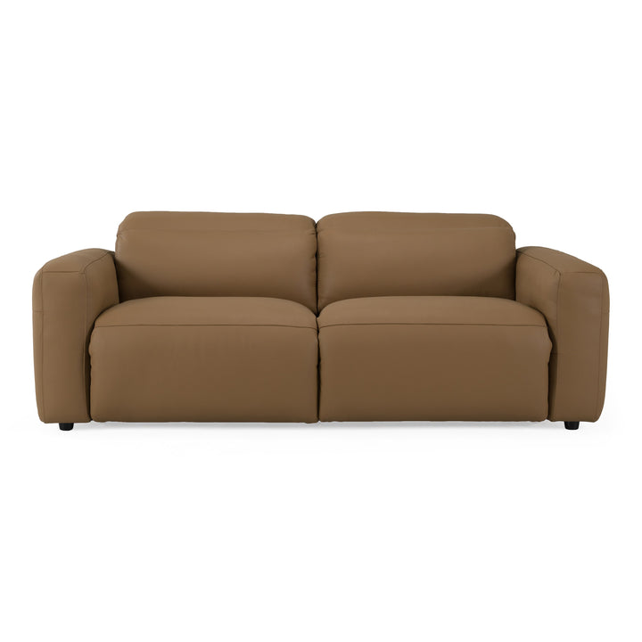 Jessop - Modern Brown Leather Sofa 2 Recliners