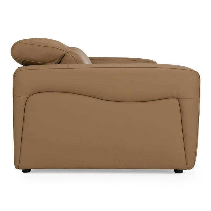 Jessop - Modern Brown Leather Sofa 2 Recliners