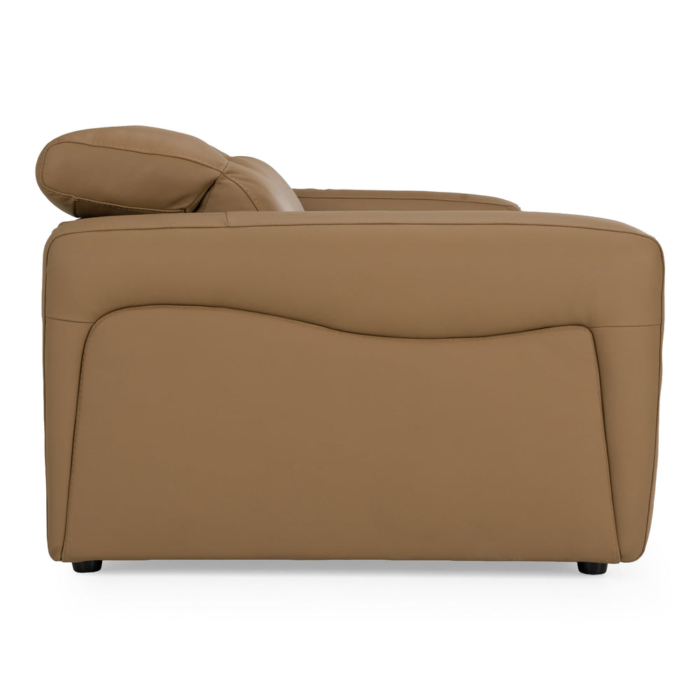 Jessop - Modern Brown Leather Sofa 2 Recliners