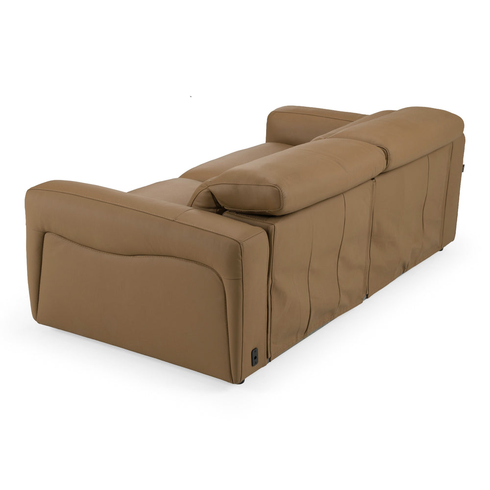 Jessop - Modern Brown Leather Sofa 2 Recliners