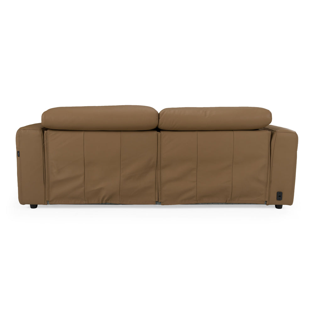 Jessop - Modern Brown Leather Sofa 2 Recliners
