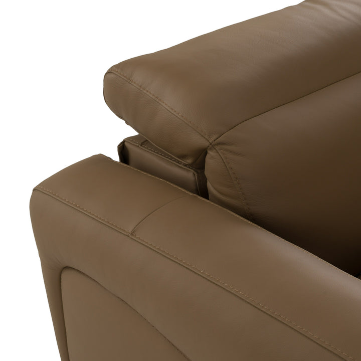 Jessop - Modern Brown Leather Sofa 2 Recliners