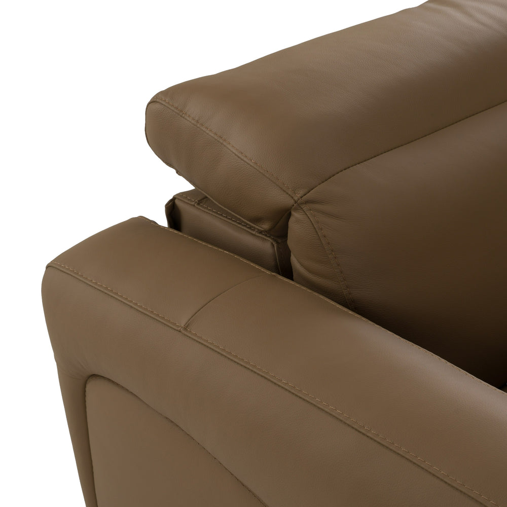 Jessop - Modern Brown Leather Sofa 2 Recliners