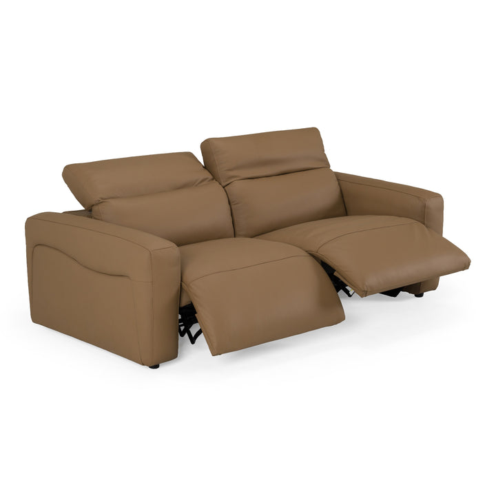 Jessop - Modern Brown Leather Sofa 2 Recliners