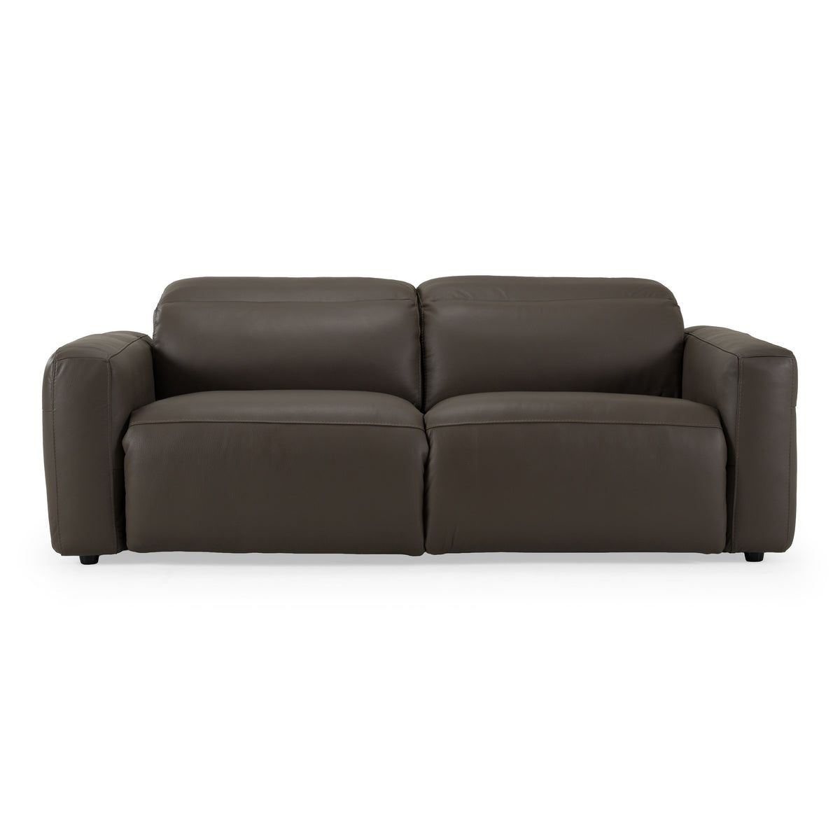 Jessop - Modern Dark Grey Leather Sofa 2 Recliners