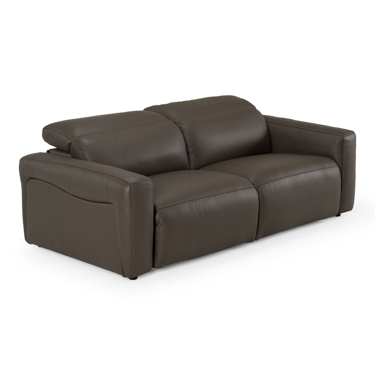 Jessop - Modern Dark Grey Leather Sofa 2 Recliners