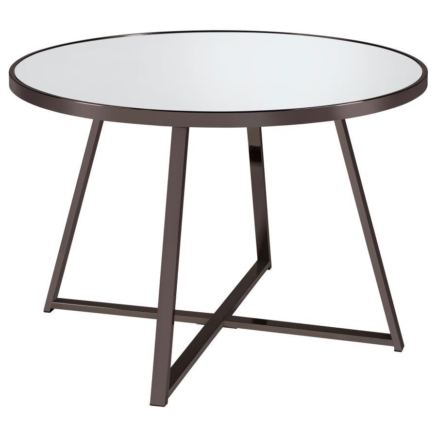Jillian - Round Mirror Top Dining Table - Black Nickel Dining Table modern furniture Contempo Furniture