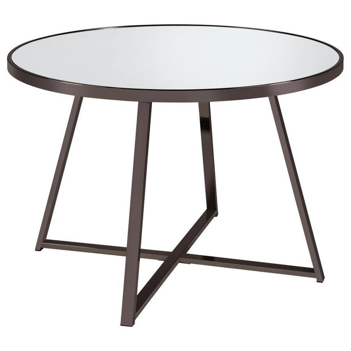 Jillian - Round Mirror Top Dining Table - Black Nickel Dining Table modern furniture Contempo Furniture