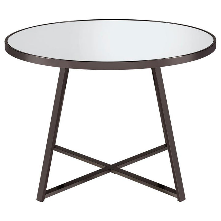 Jillian - Round Mirror Top Dining Table - Black Nickel Dining Table modern furniture Contempo Furniture