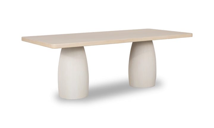 Modus Furniture Zinnia Plaster Base Wood Top Dining Table in White Sand and Ivory