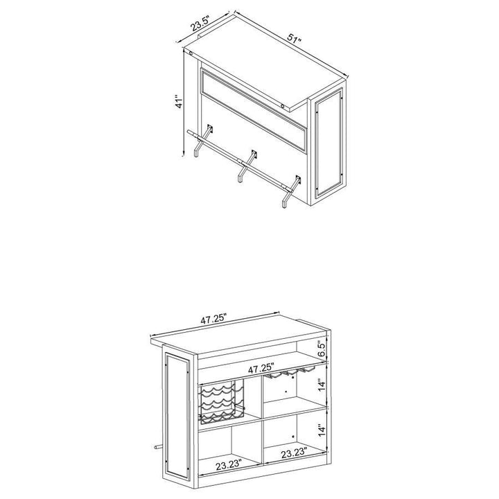 Joe - 5 - Shelf Composite Wood Home Bar Wine Cabinet - Aged Oak Wine Cabinet modern furniture Contempo Furniture