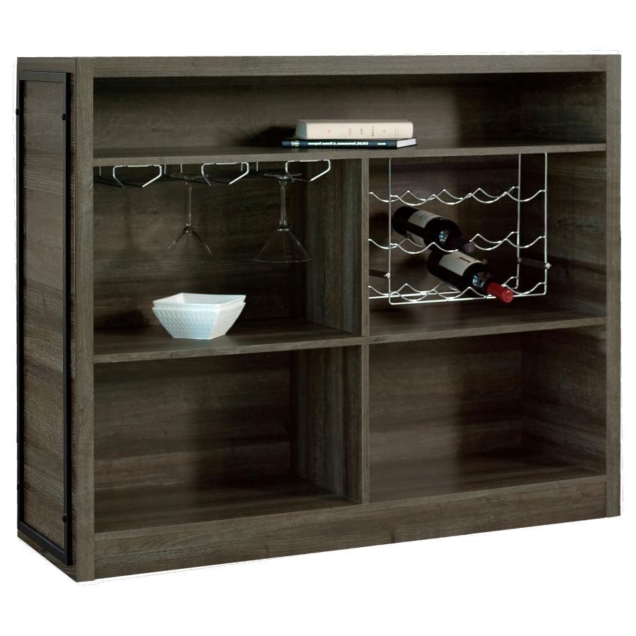 Joe - 5 - Shelf Composite Wood Home Bar Wine Cabinet - Aged Oak Wine Cabinet modern furniture Contempo Furniture