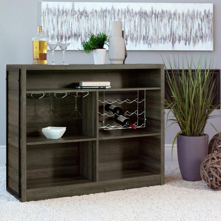 Joe - 5 - Shelf Composite Wood Home Bar Wine Cabinet - Aged Oak Wine Cabinet modern furniture Contempo Furniture