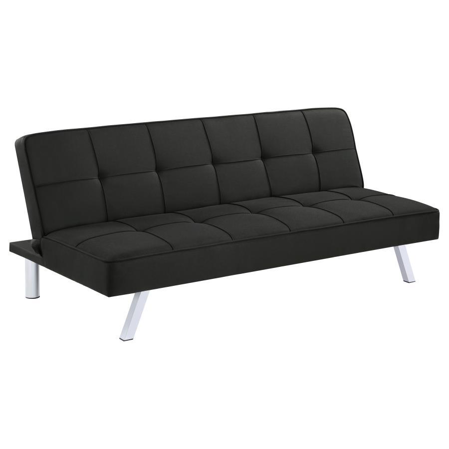 Joel - Upholstered Tufted Convertible Sofa Bed - Black Futon Sofa modern furniture Contempo Furniture