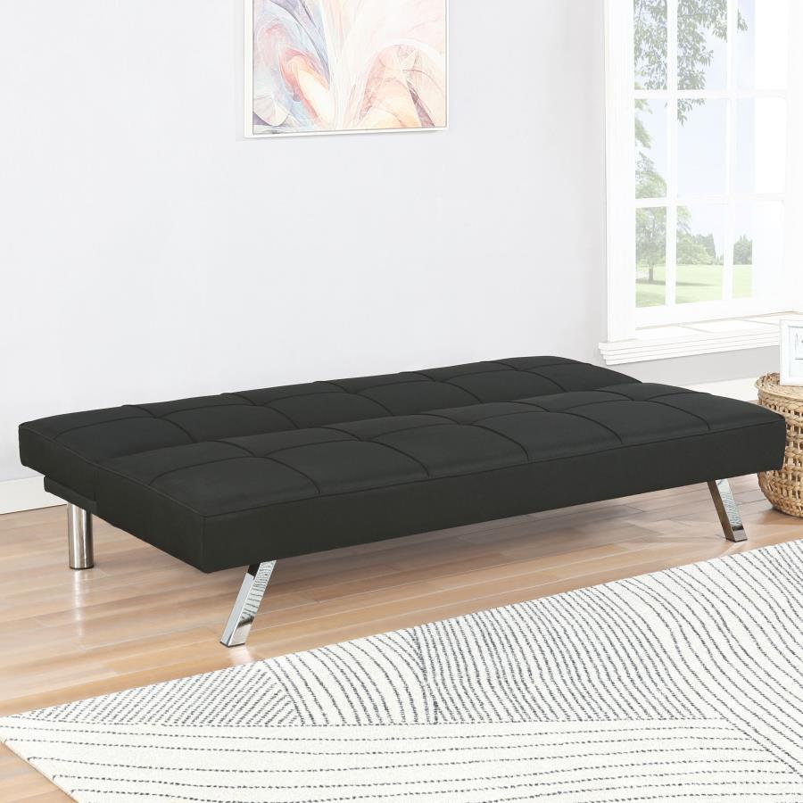 Joel - Upholstered Tufted Convertible Sofa Bed - Black Futon Sofa modern furniture Contempo Furniture