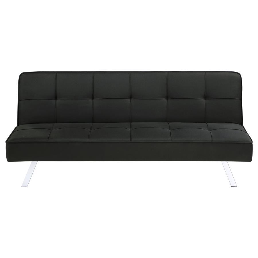 Joel - Upholstered Tufted Convertible Sofa Bed - Black Futon Sofa modern furniture Contempo Furniture