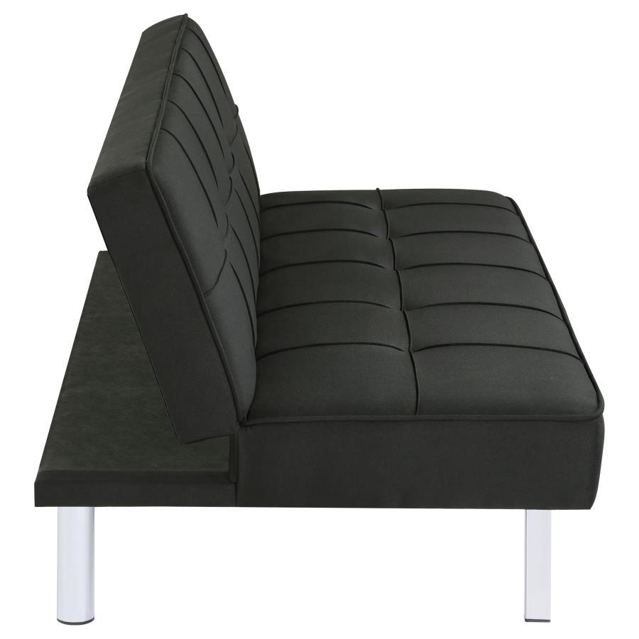 Joel - Upholstered Tufted Convertible Sofa Bed - Black Futon Sofa modern furniture Contempo Furniture