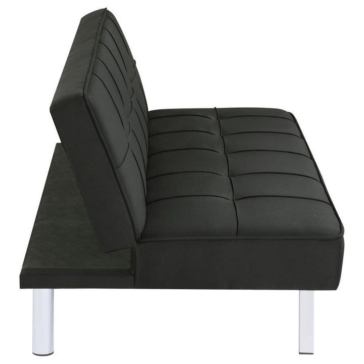 Joel - Upholstered Tufted Convertible Sofa Bed - Black Futon Sofa modern furniture Contempo Furniture