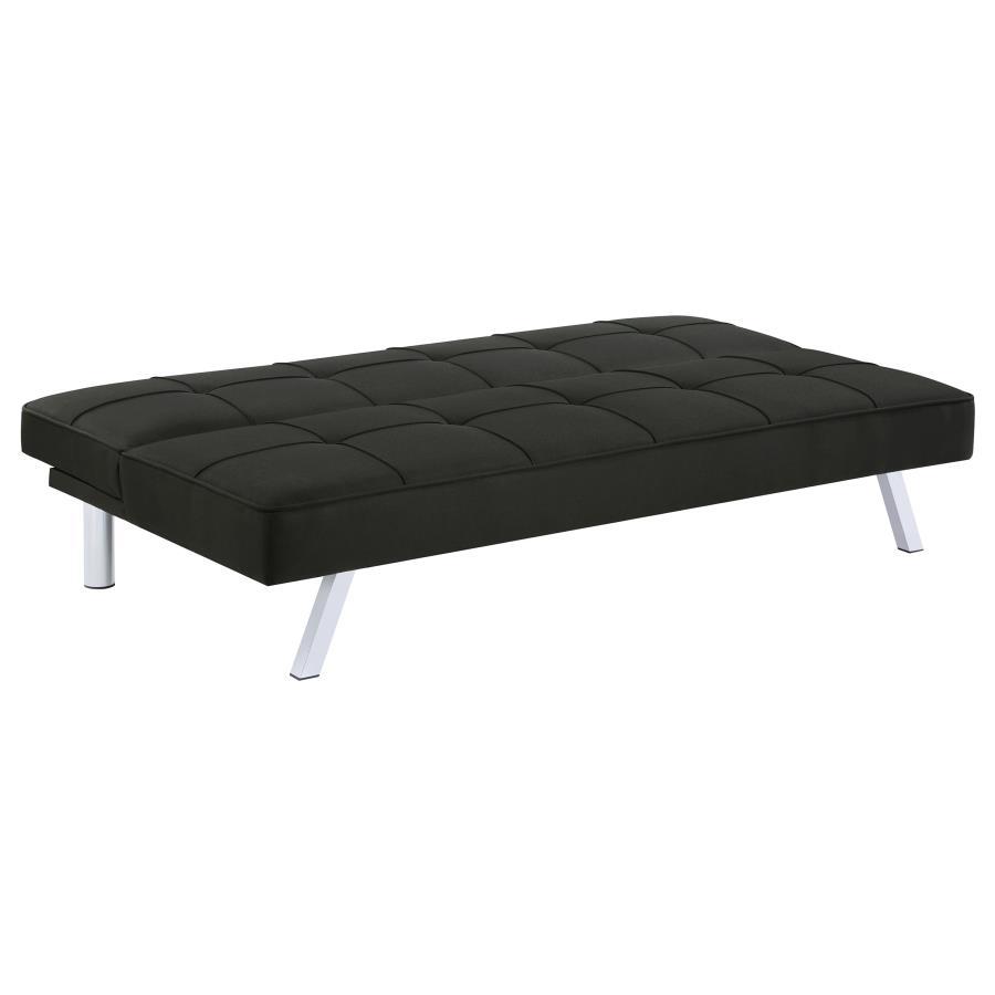 Joel - Upholstered Tufted Convertible Sofa Bed - Black Futon Sofa modern furniture Contempo Furniture