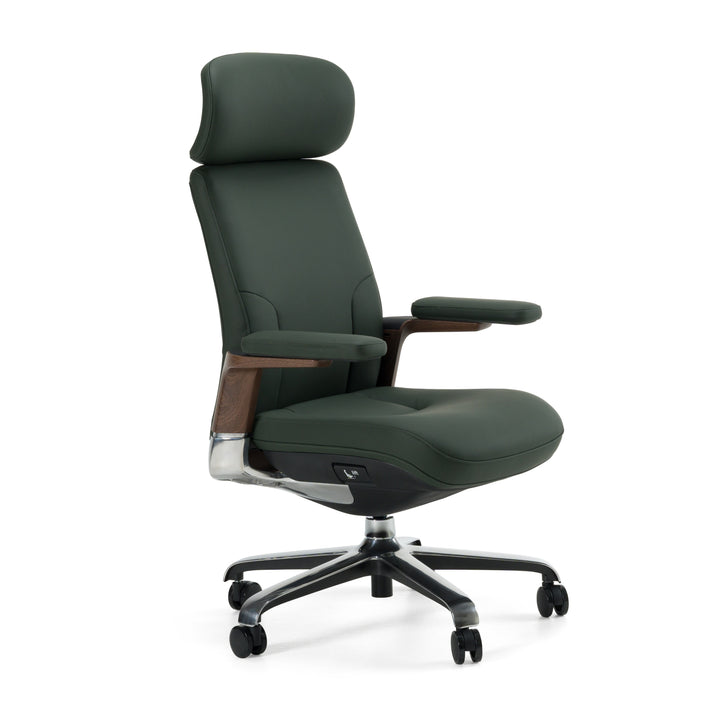 Johnson  Modern Green Leather Executive Office Chair