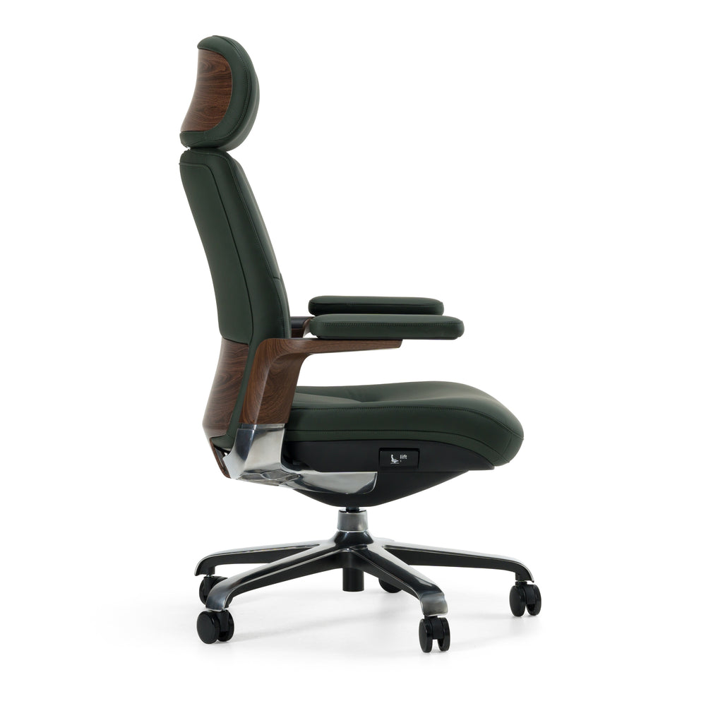 Johnson - Modern Green Leather Executive Office Chair - View 2