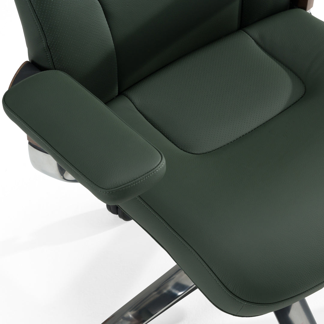 Johnson  Modern Green Leather Executive Office Chair