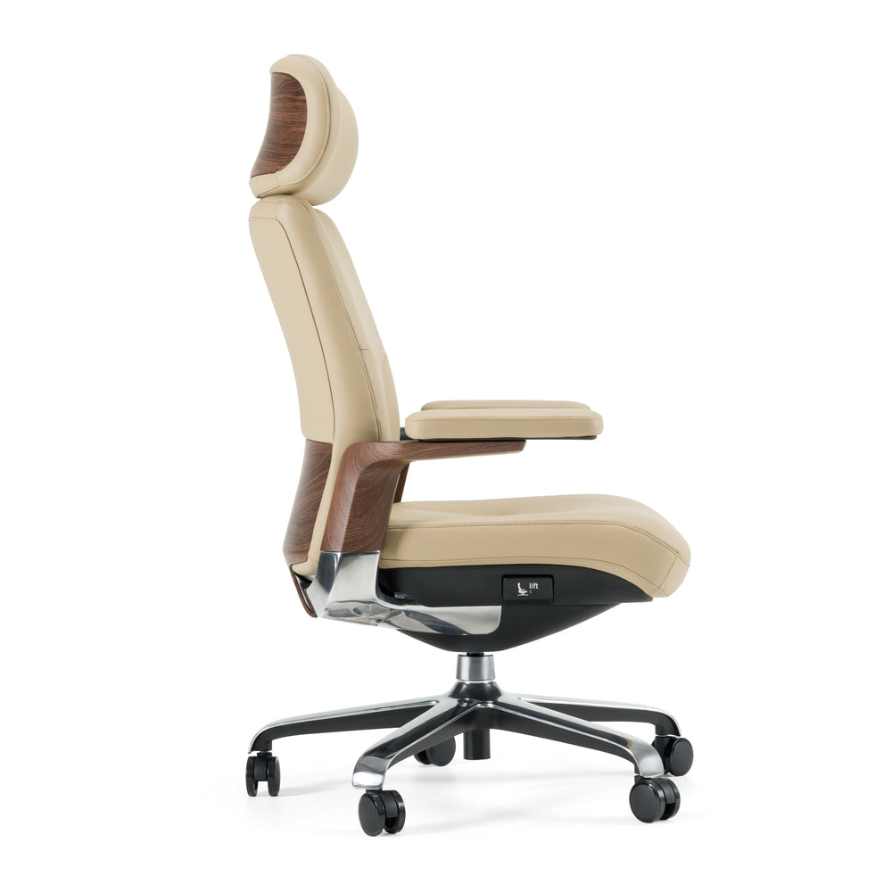 Johnson - Modern Beige Leather Executive Office Chair - View 2
