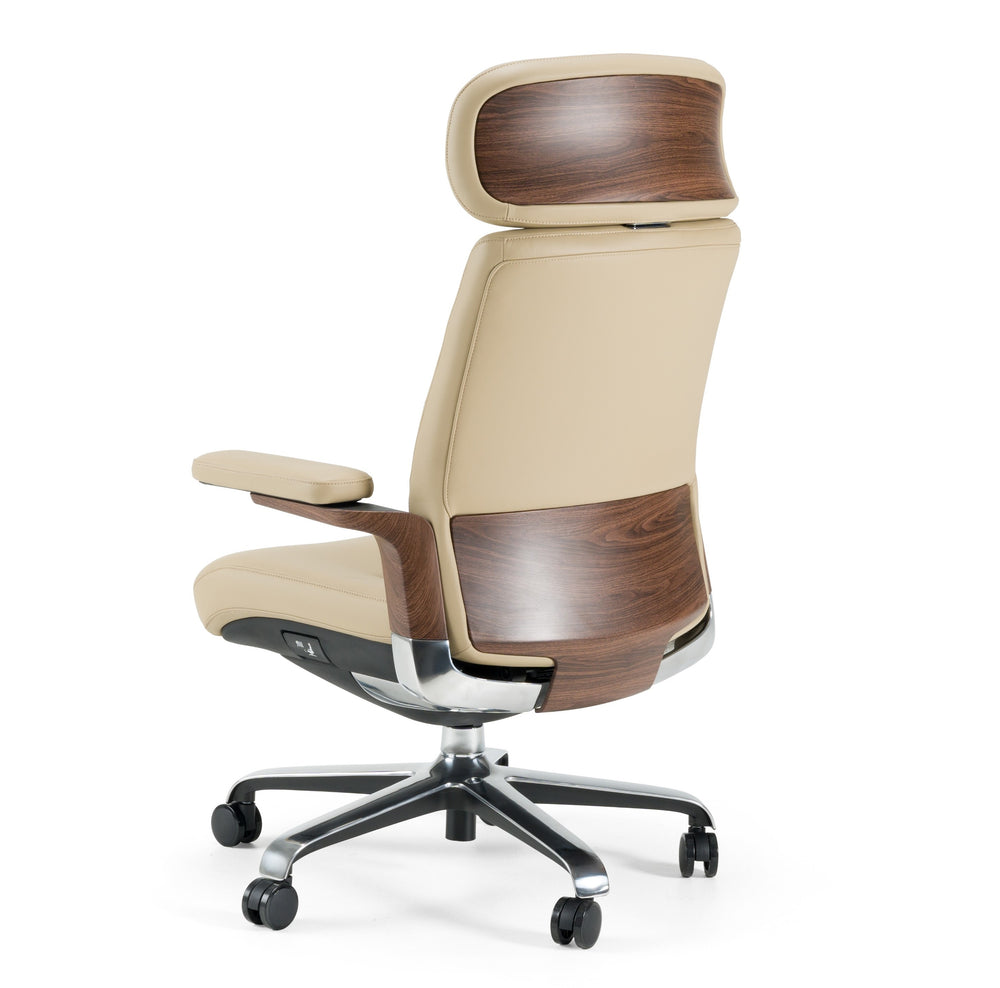 Johnson - Modern Beige Leather Executive Office Chair - View 6